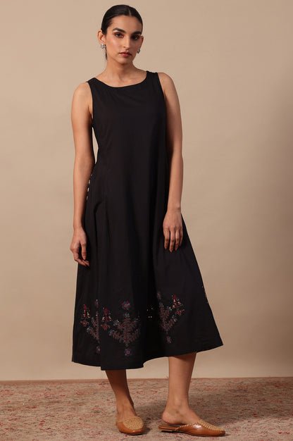 Solid Flared Pure Cotton Dress